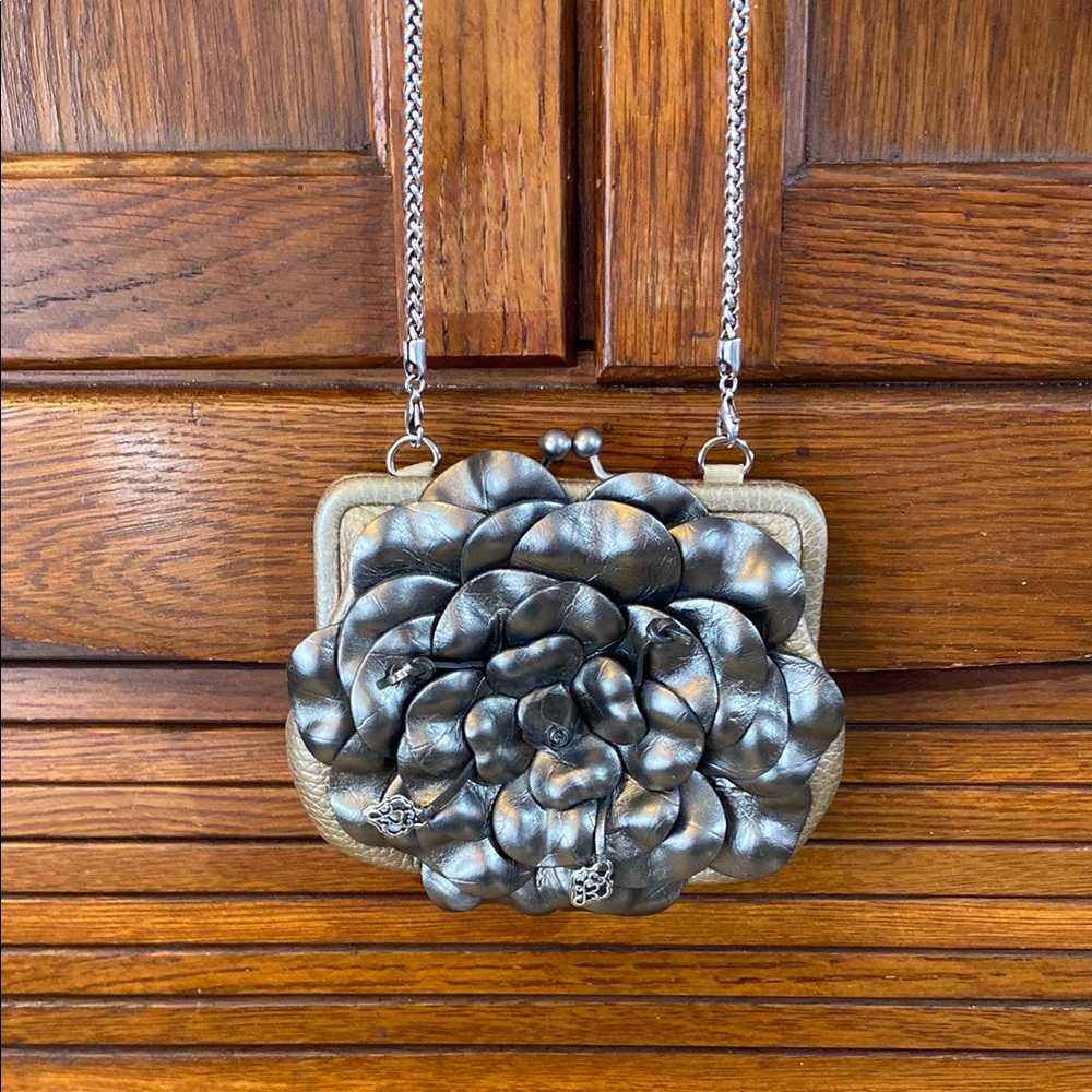 Brighton Metallic Flower Clutch Bag